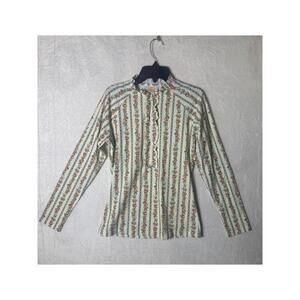 NWT Tory Burch Gemini‎ Link Rose Printed Ruffle Surf Shirt Size Large